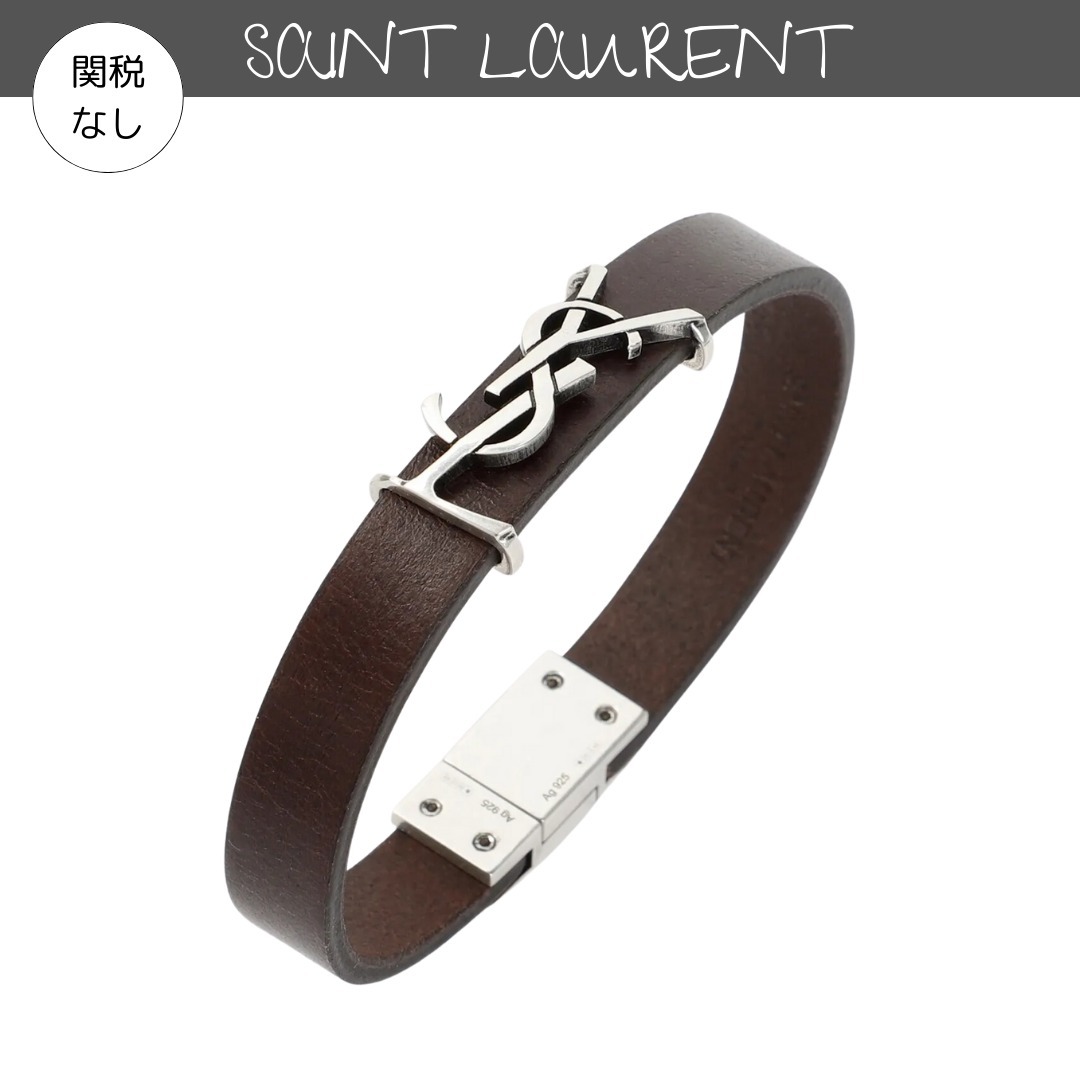 【Saint Laurent】brown leather bracelet