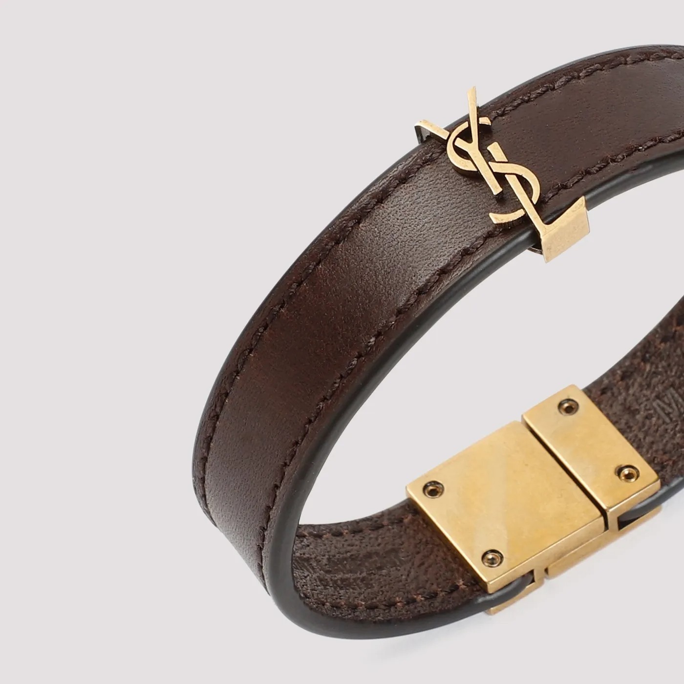 【Saint Laurent】dark brown chocolate calf leather bracelet Saint Laurent】dark brown chocolate calf leather bracelet