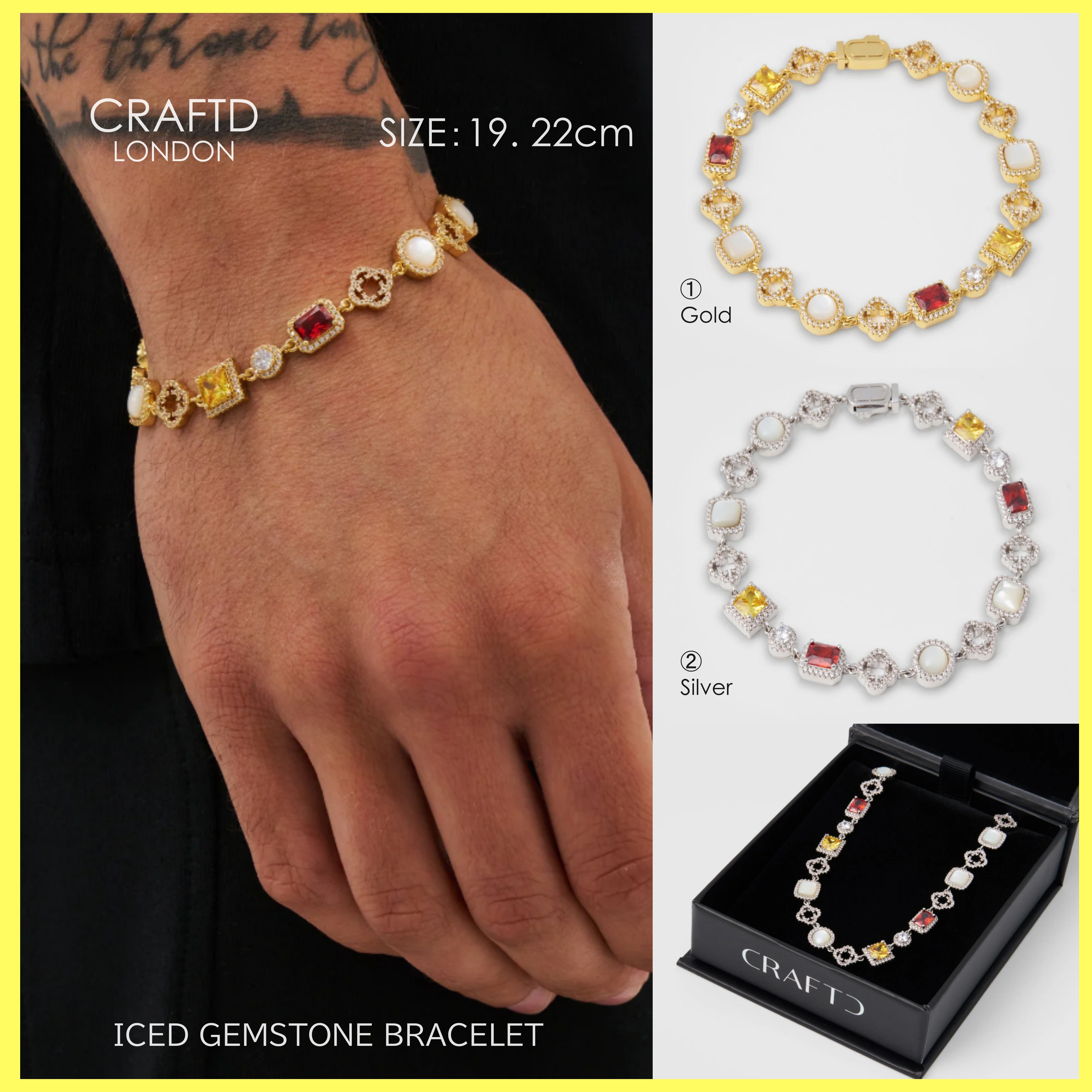 送料税込【CRAFTD London】ICED GEMSTONE BRACELET (2色) 国内発
