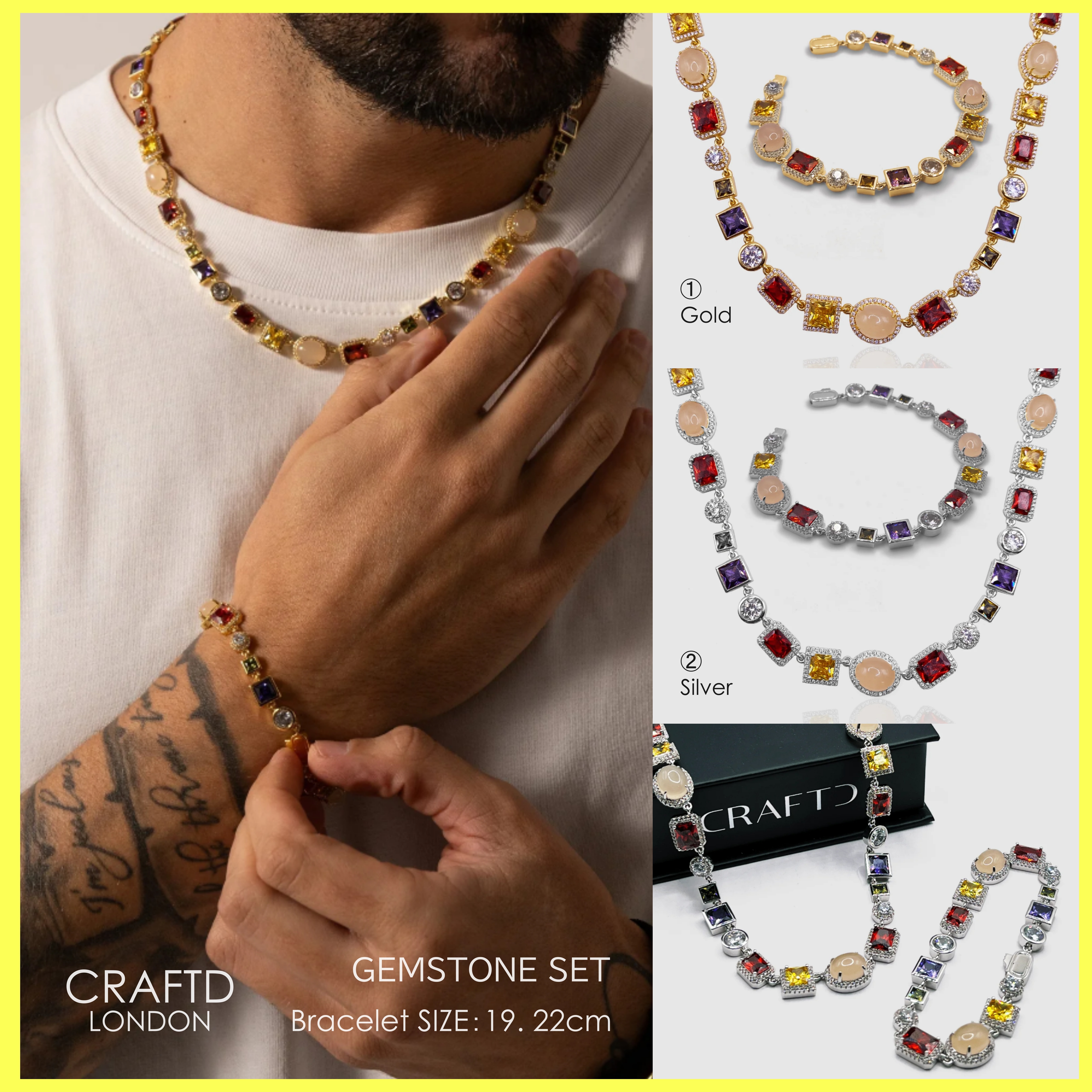 送税込【CRAFTD London】GEMSTONE SET ネックレス ブレス☆(2色)