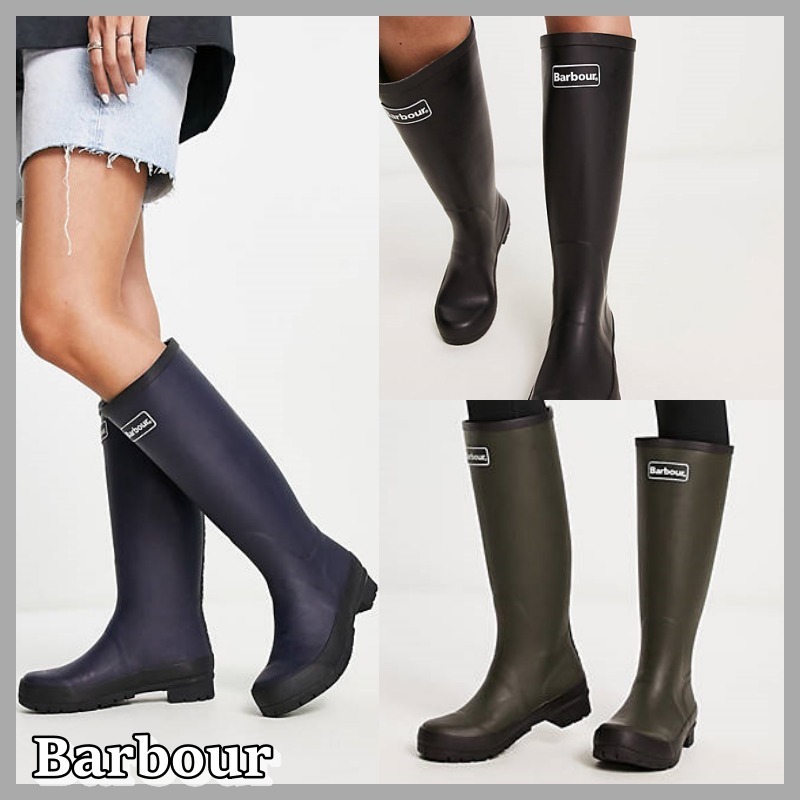 【Barbour】Abbey tall wellington boot with logo detail