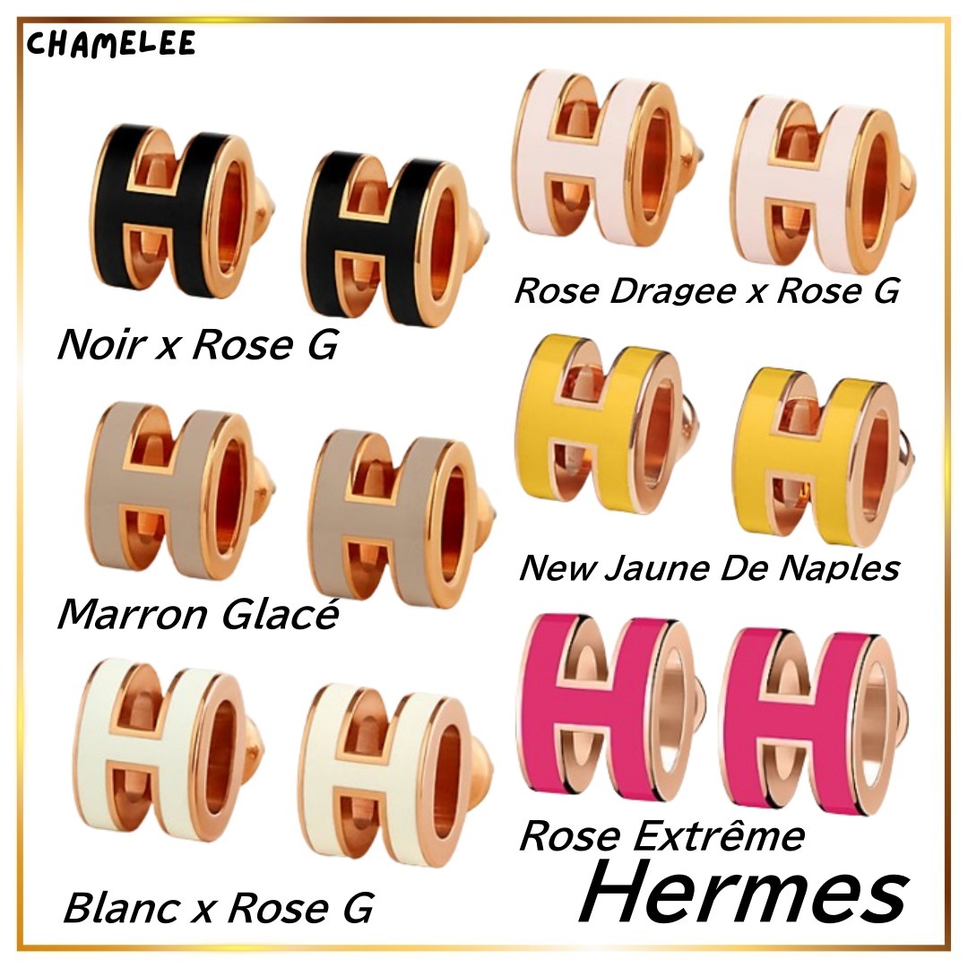 追跡便【HERMES】大人気RoseGold Mini PopHピアス直営ギフト包装