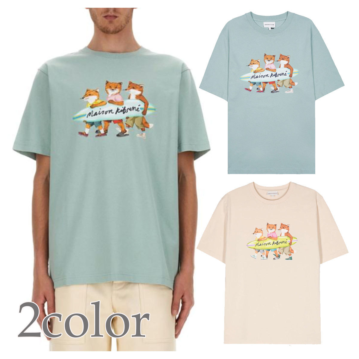Tシャツ・カットソー MAISON KITSUNE SURFING FOXES COMFORT TEE-SHIRT 4FT501