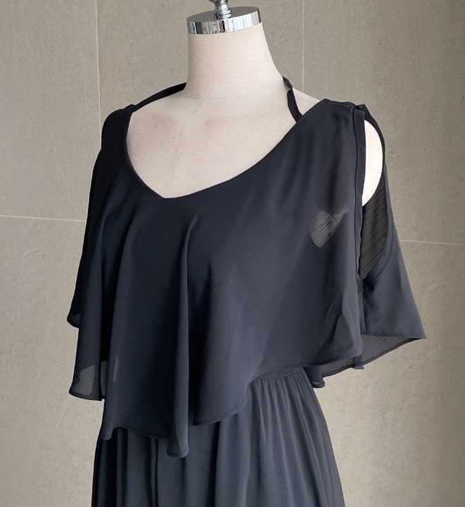 【I AM MARI】Randa Frill Off Shoulder Banding Long One Piece