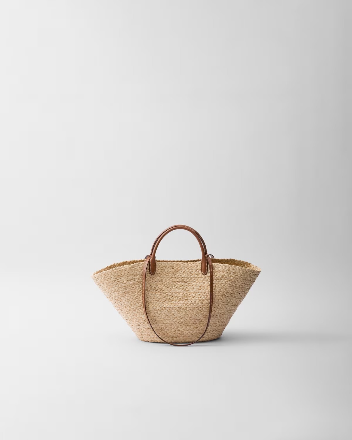 《送料無料》PRADA Large raffia and leather shopping bag