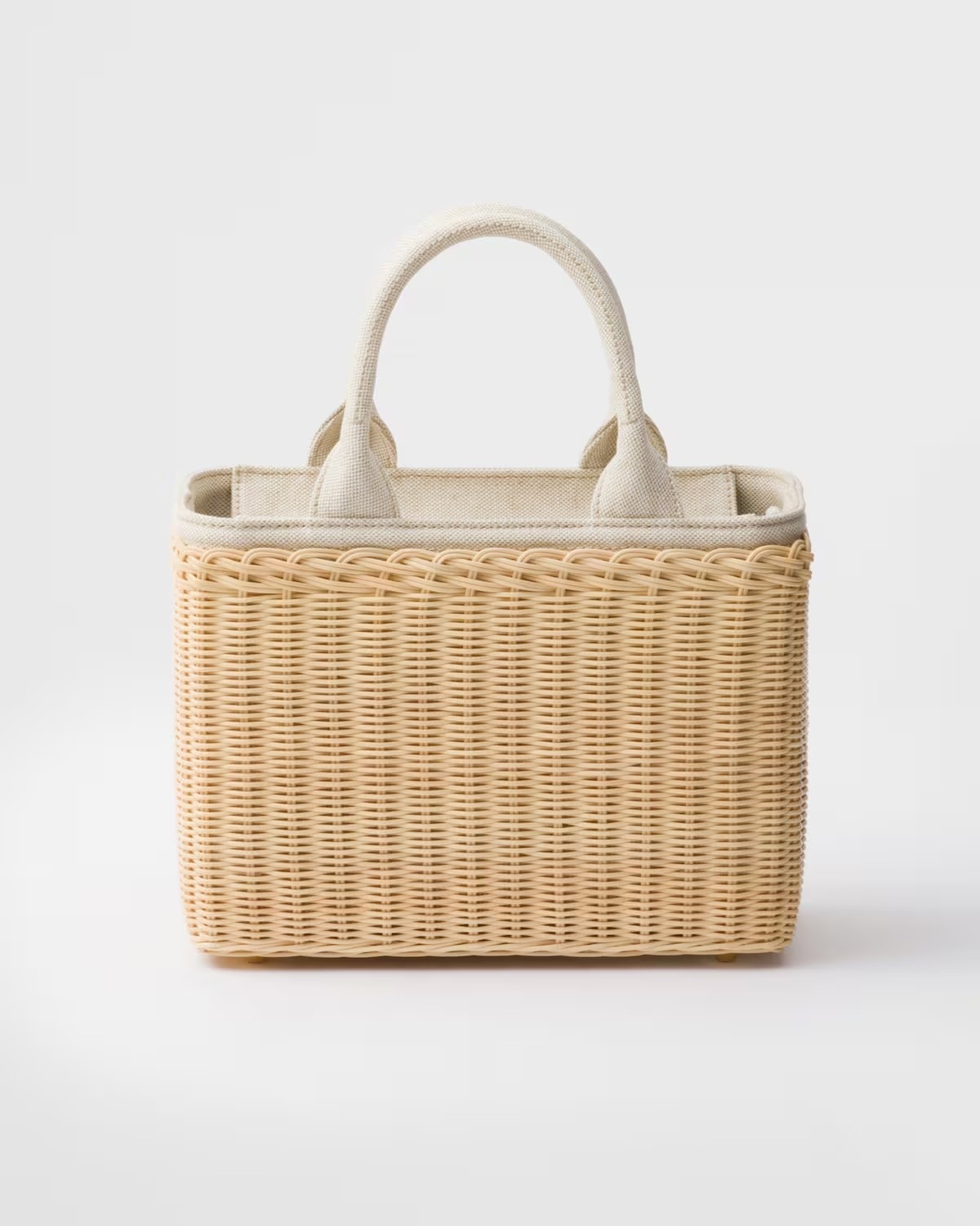 《送料無料》PRADA Medium wicker and linen blend tote bag