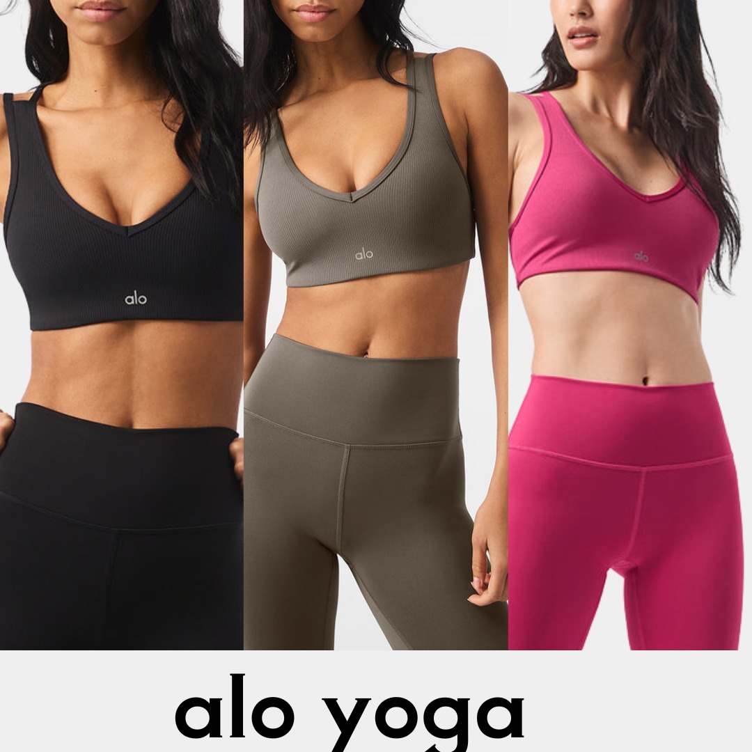 【alo yoga】エアリフト リブ Vネックブラ