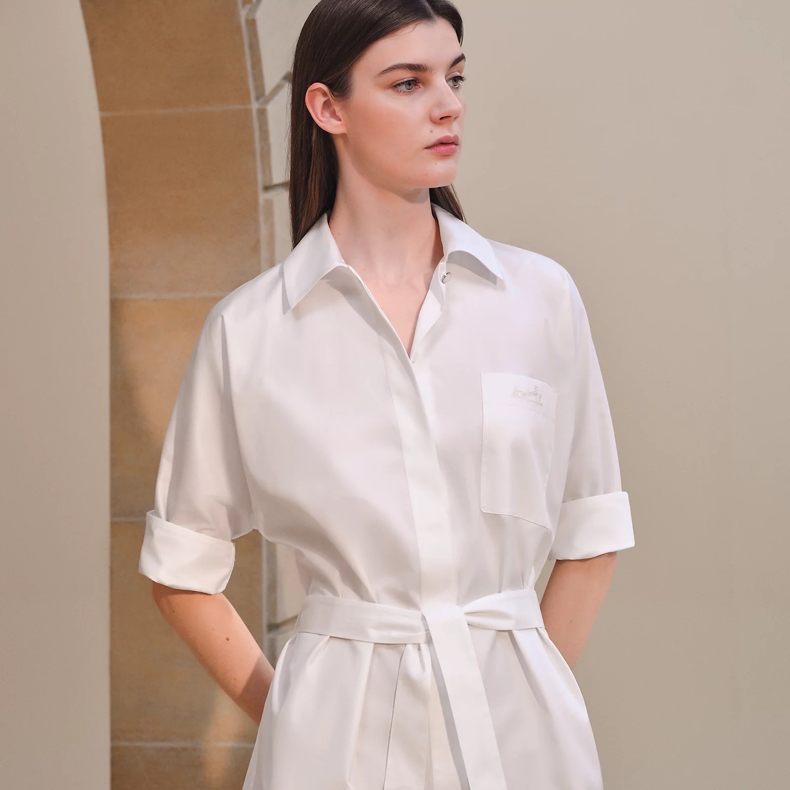 最新作★HERMES★《シャツドレス》ホワイト コットン カレーシュ