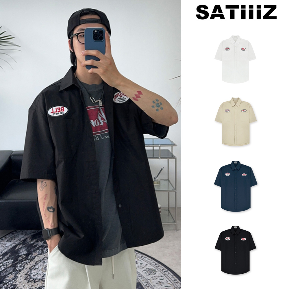 【SATIIIZ】Tennard Patch Short-Sleeved Shirt