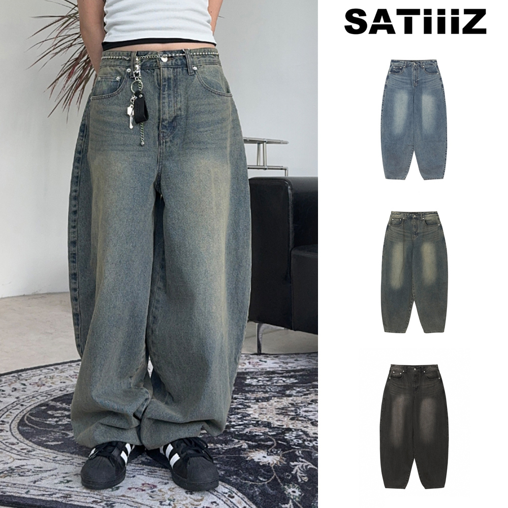 【SATIIIZ】Rataep Wide Balloon Denim Pants
