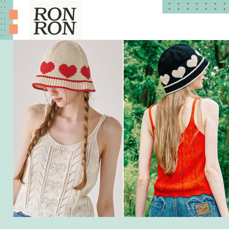 RONRON ♥ HEART SUMMER KNIT BUCKET HAT/追跡付