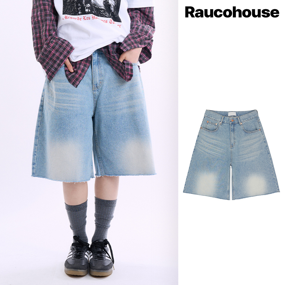 【Raucohouse】Karaman bermuda cropped denim pants