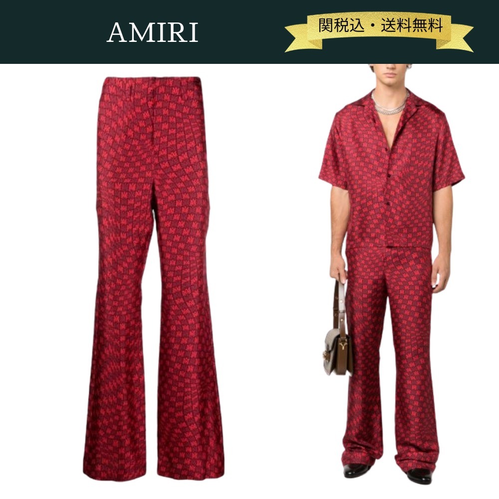【関税・送料込】AMIRI ブラウンズ MAワープ シルクフレアパンツ