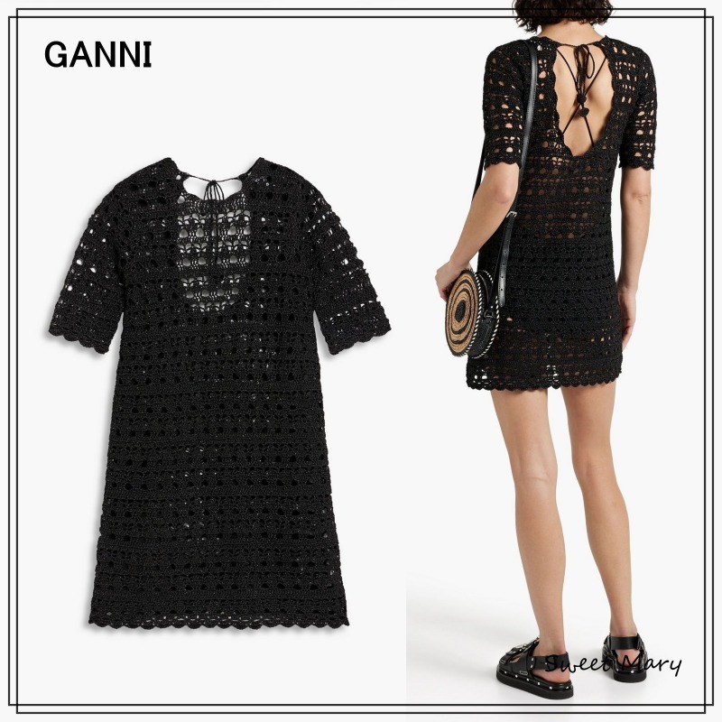 GANNI☆オープンニット メタリック ミニワンピース♪【送料込】
