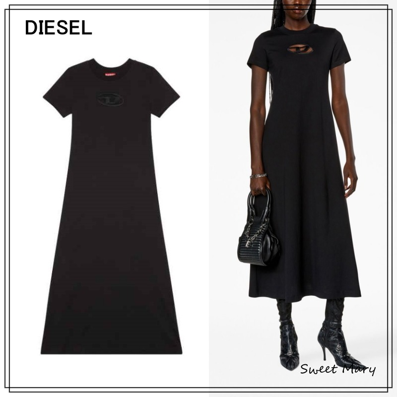 DIESEL☆D-Alin-Od カットアウト コットン ミディドレス♪送料込