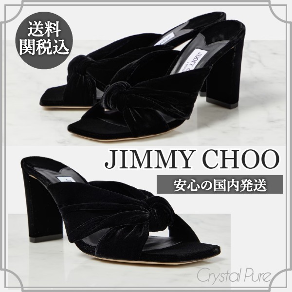 【JIMMY CHOO】リボン結び目 ベルベットミュール【送料関税込】