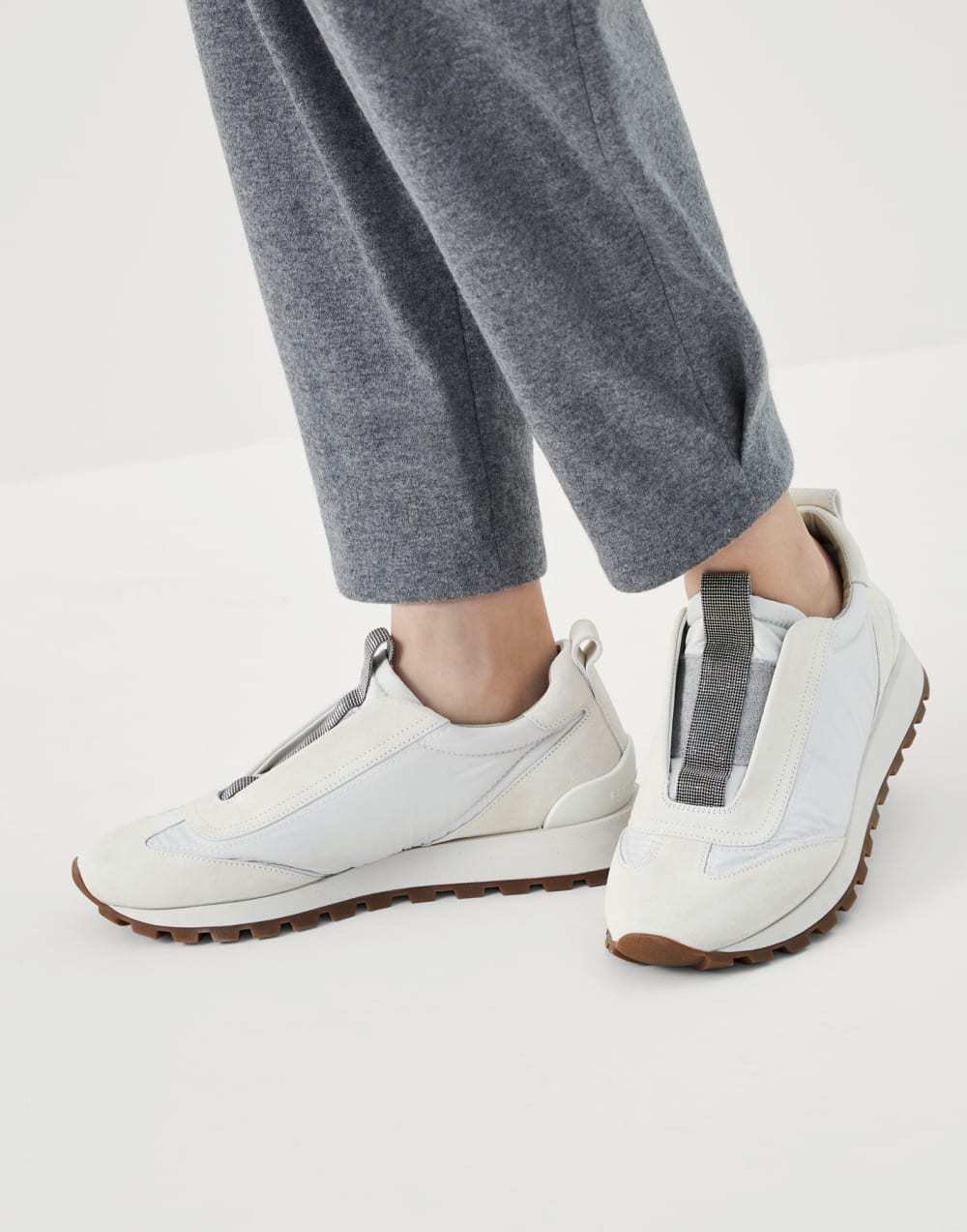 《送料無料》 BRUNELLO CUCINELLI Runners suede techno fabric