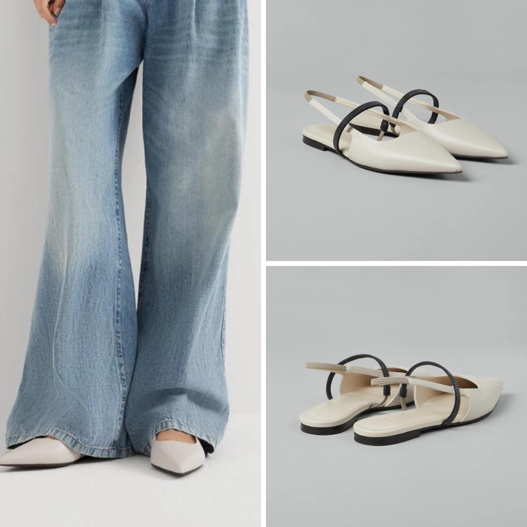 《送料無料》 BRUNELLO CUCINELLI Open flats in nappa