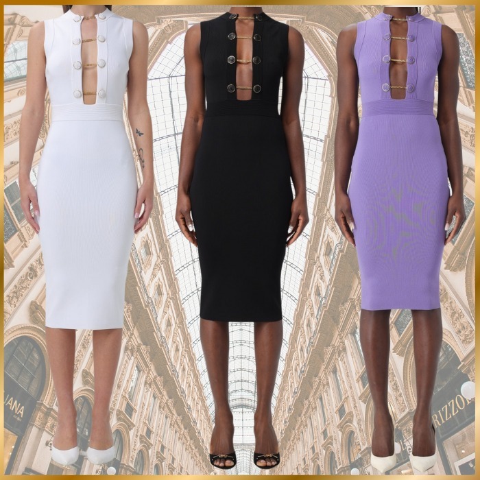 ◆関税込◆【ELISABETTA FRANCHI】フロント チェーン ドレス 3色