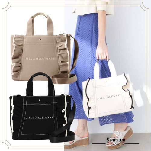 【ジルスチュアート】ロゴ刺しゅう入り フリルトート大