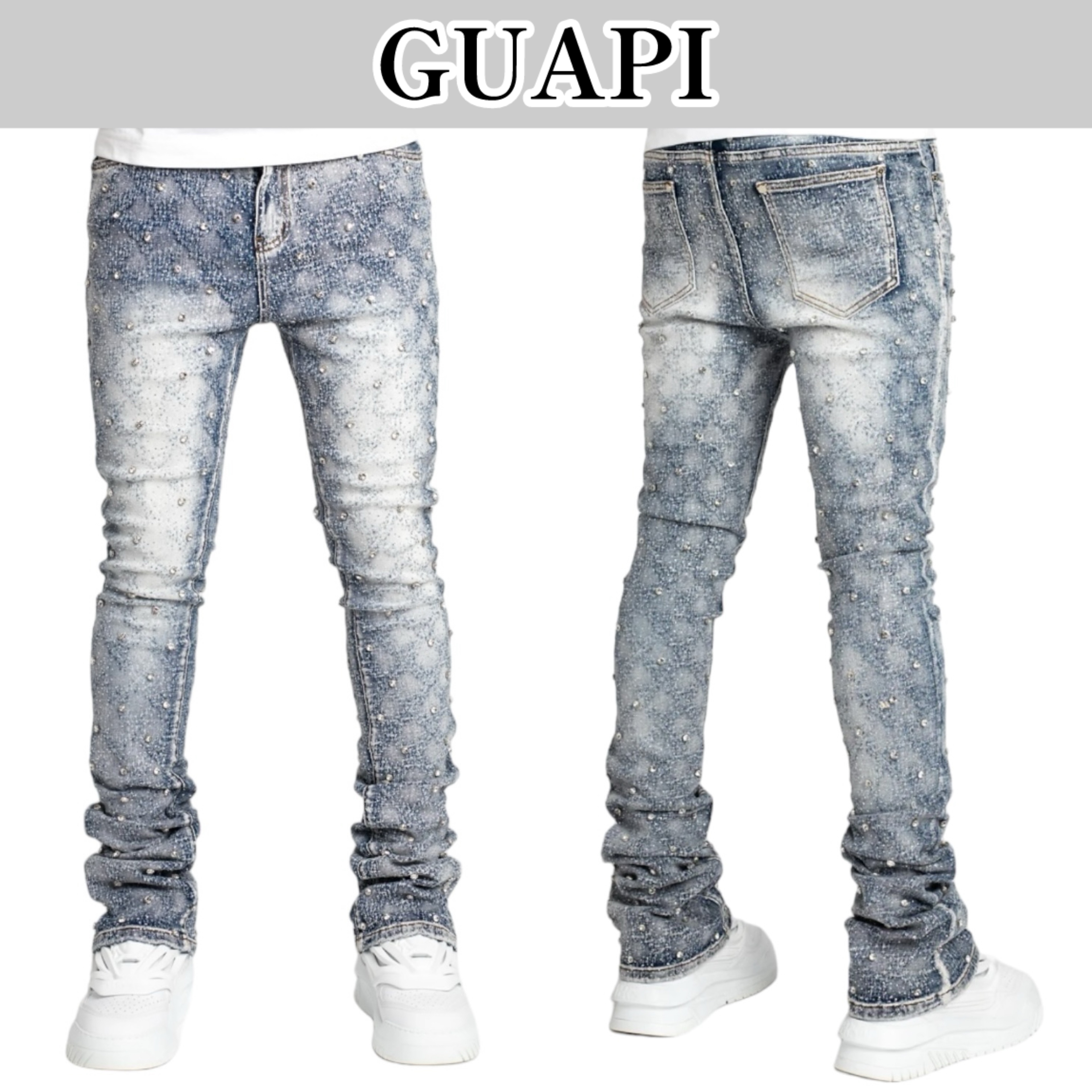 GUAPI ★ アクアブルー装飾デニム V4 ラインストーン☆【GUAPI】アクアブルー 装飾 デニム 送料追跡込
