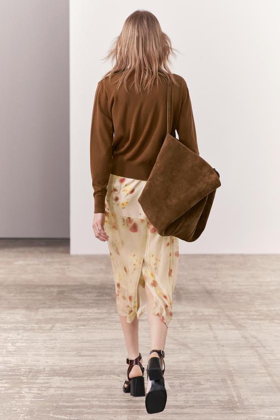 ZARA】ZW COLLECTIONシアー フラワーミディスカート 4043/046