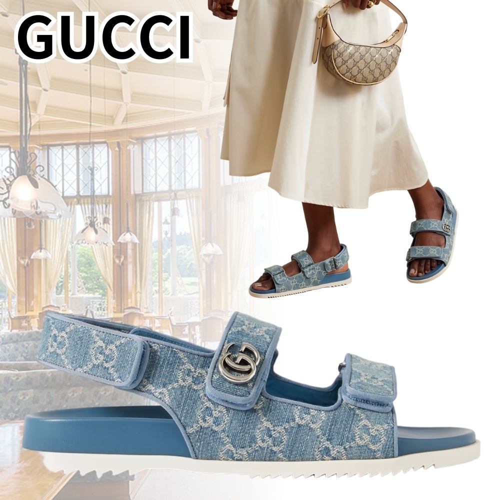 GUCCI*美しい足元を演出*モリッツ デニム ジャカード サンダル