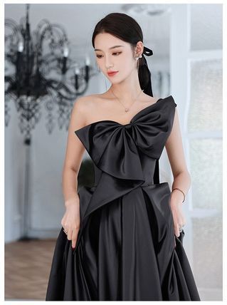 イブニングドレス 結婚式 フリル リボン ワンショルダー 韓国 イブニングドレス 結婚式 フリル リボン ワンショルダー 韓国