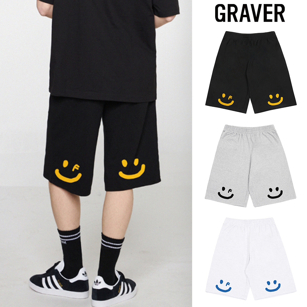 【GRAVER】24SS★ Back Drawing Smile Bermuda Training Shorts