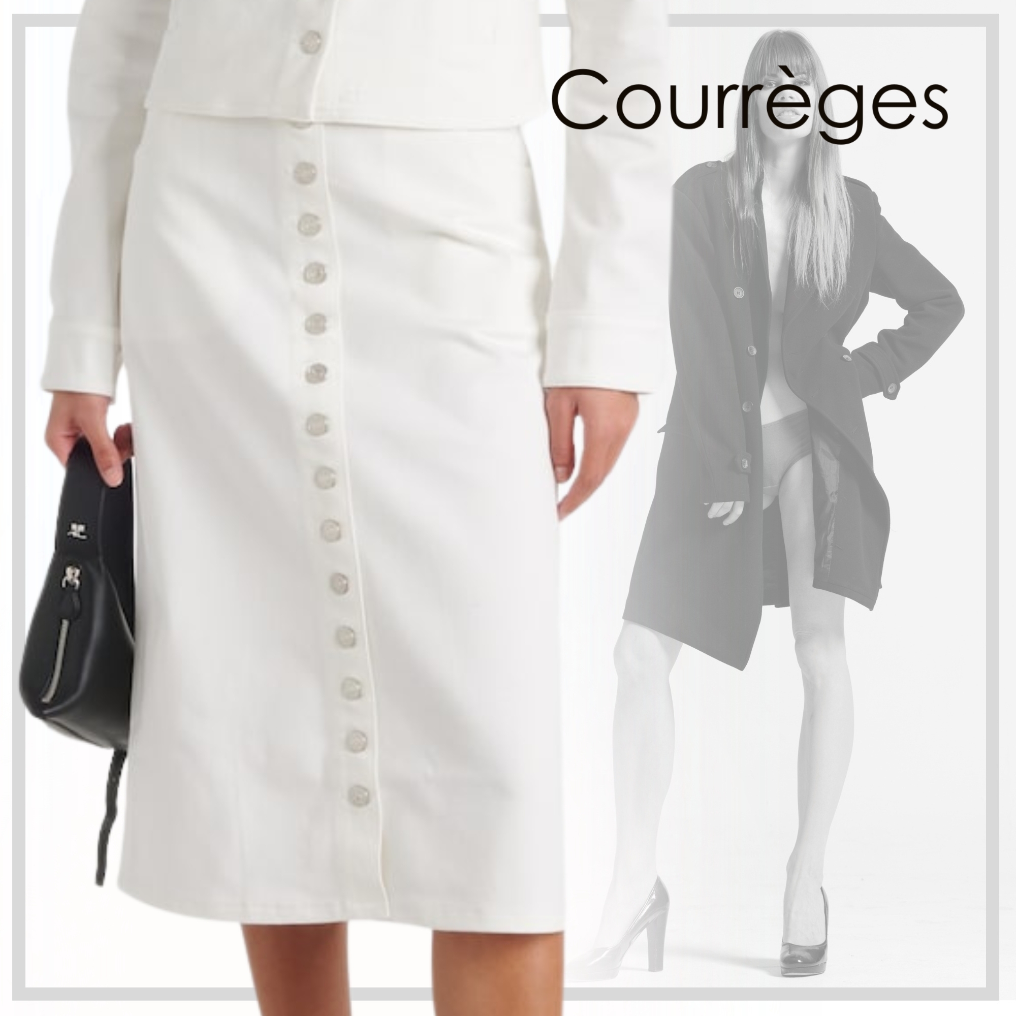 エレガントな【COURREGES】フロントボタン デニムスカート 24SS