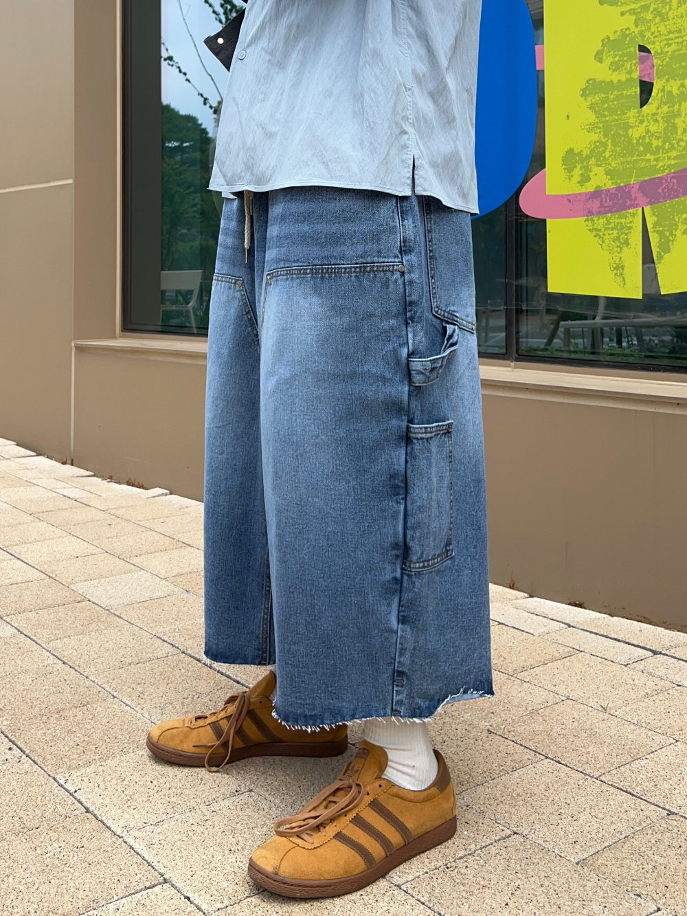 【KOOLOSET】Double Knee Dekki Carpenter Crop Denim