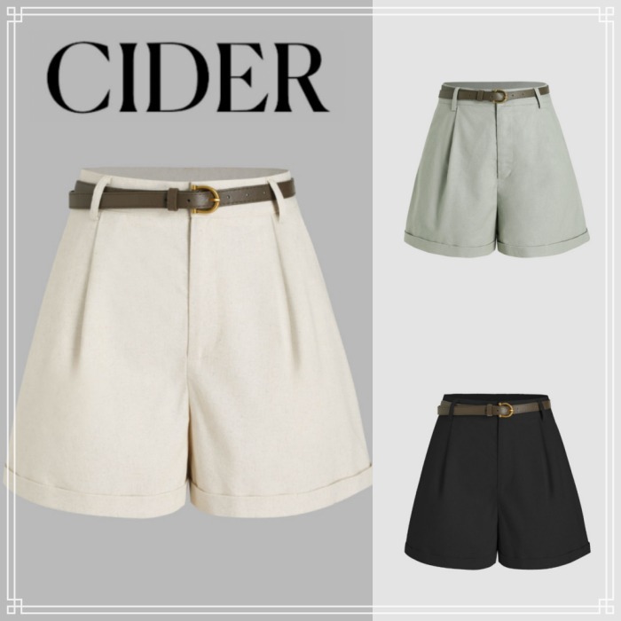 【Cider】ベルト付 バミューダ ショーツ 3色