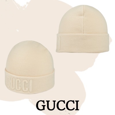 【GUCCI】GUCCI エンブロイダリー付き ウール キャップ