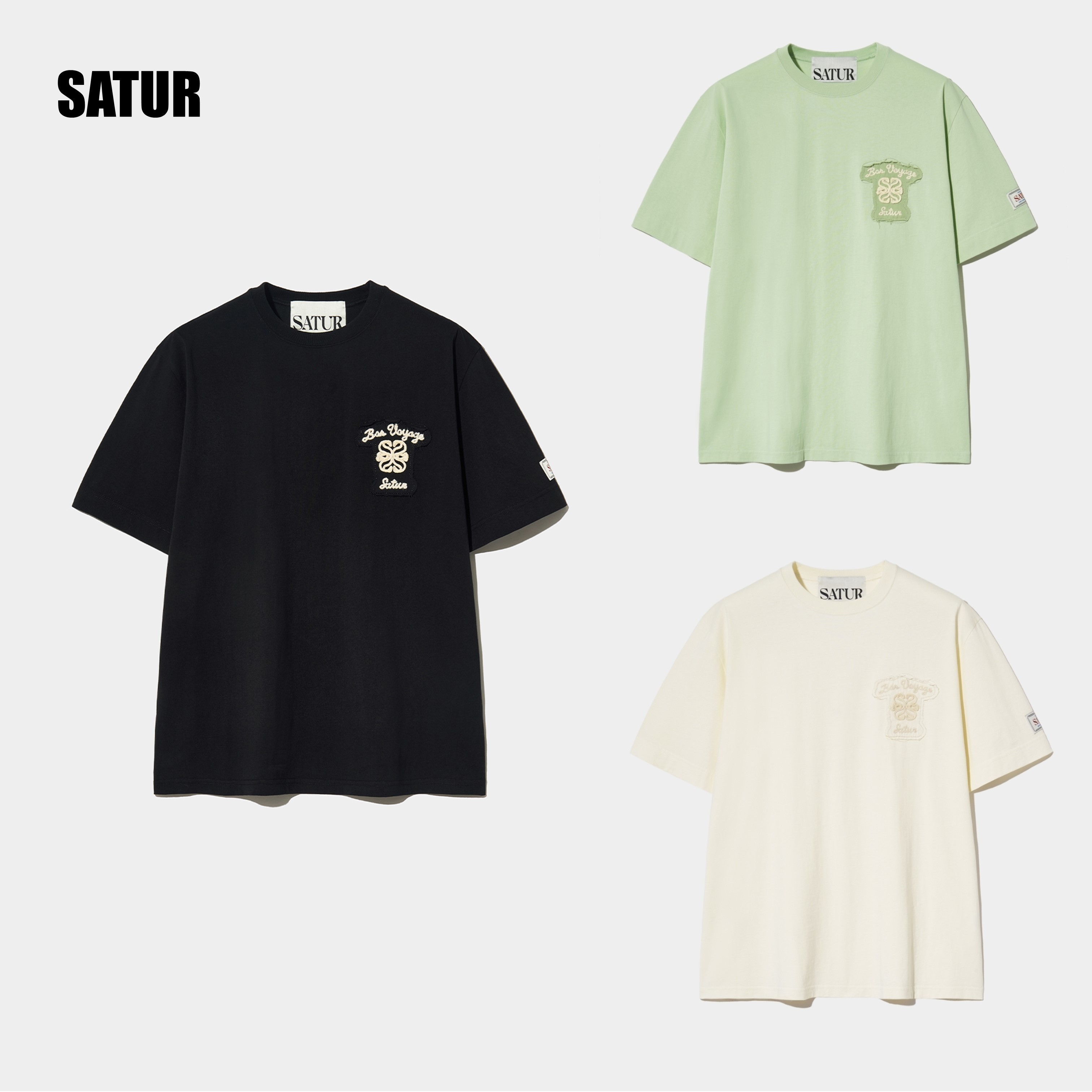 [SATUR]Bon Voyage Raw-Cut Appliqueティーシャツ☆送料込☆