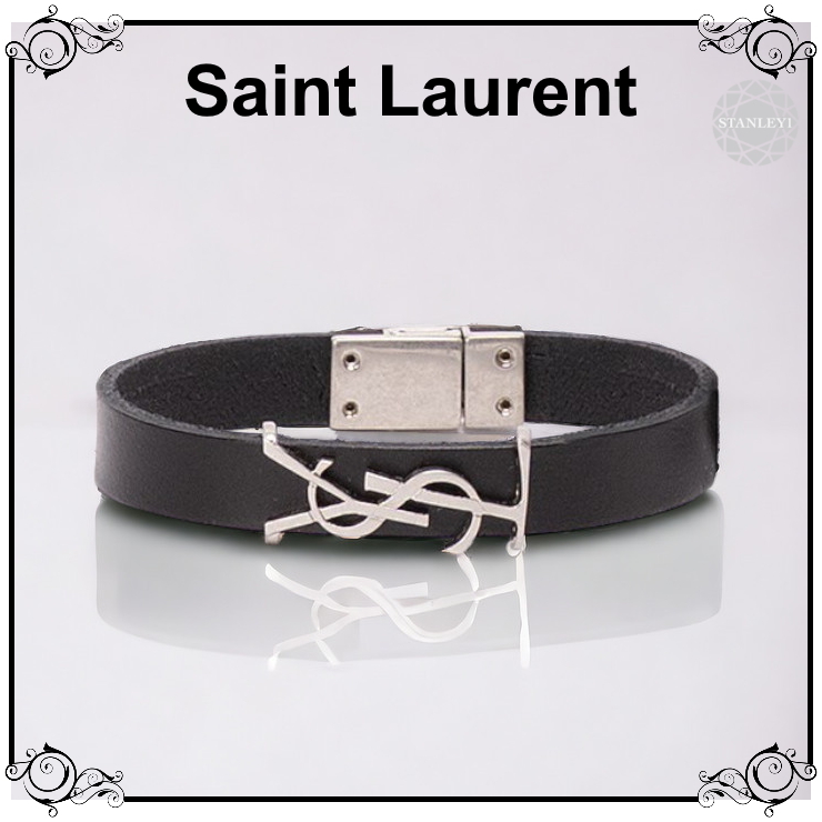 【Saint Laurent】`Cassandre` Bracelet レザー ブレスレット