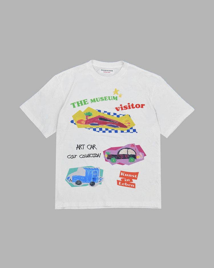 Tシャツ・カットソー THE MUSEUM VISITOR CAR DRAWING VINTAGE WASHED T-SHIRTS WHITE