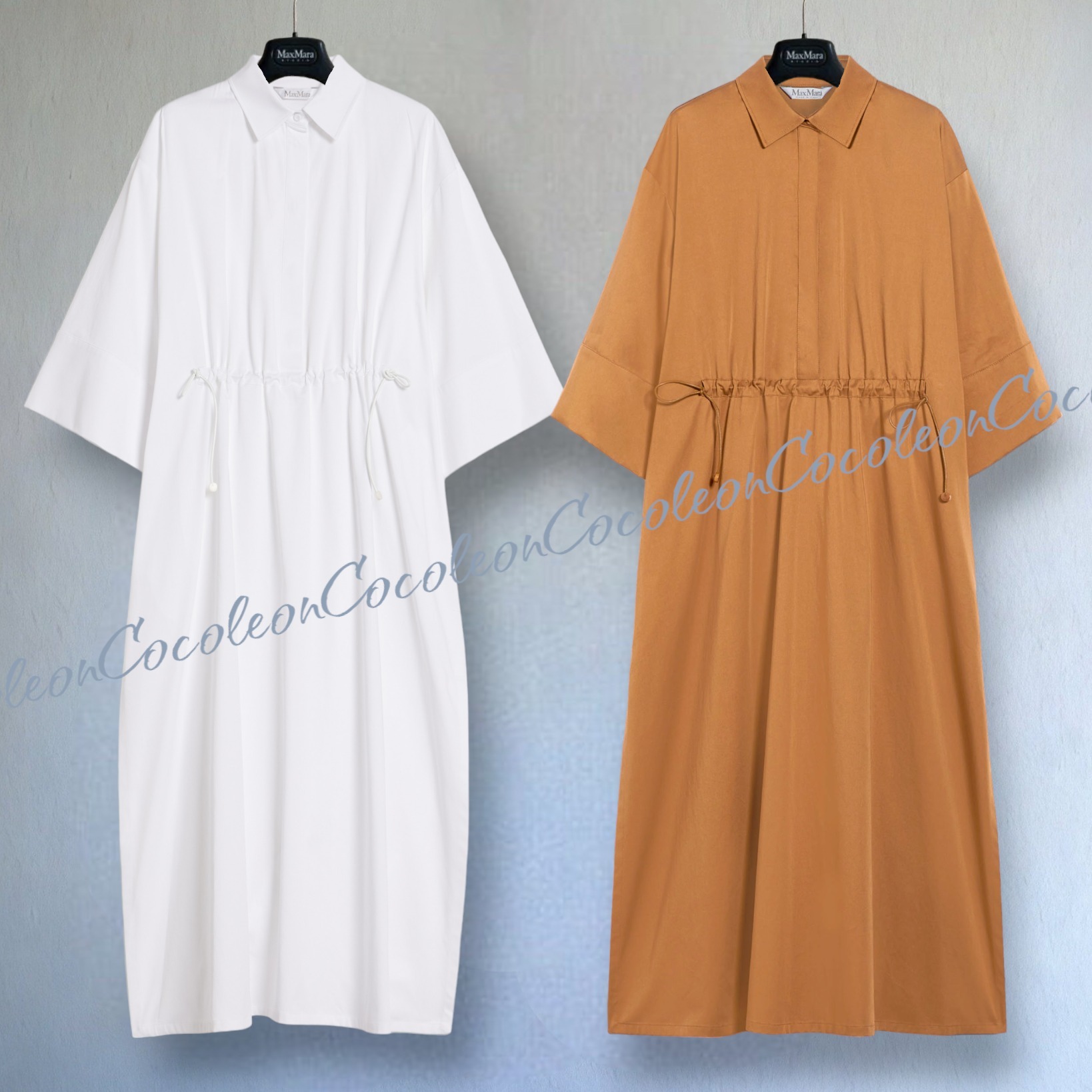 人気【MAXMARA】Abito in cotone e seta con coulisse