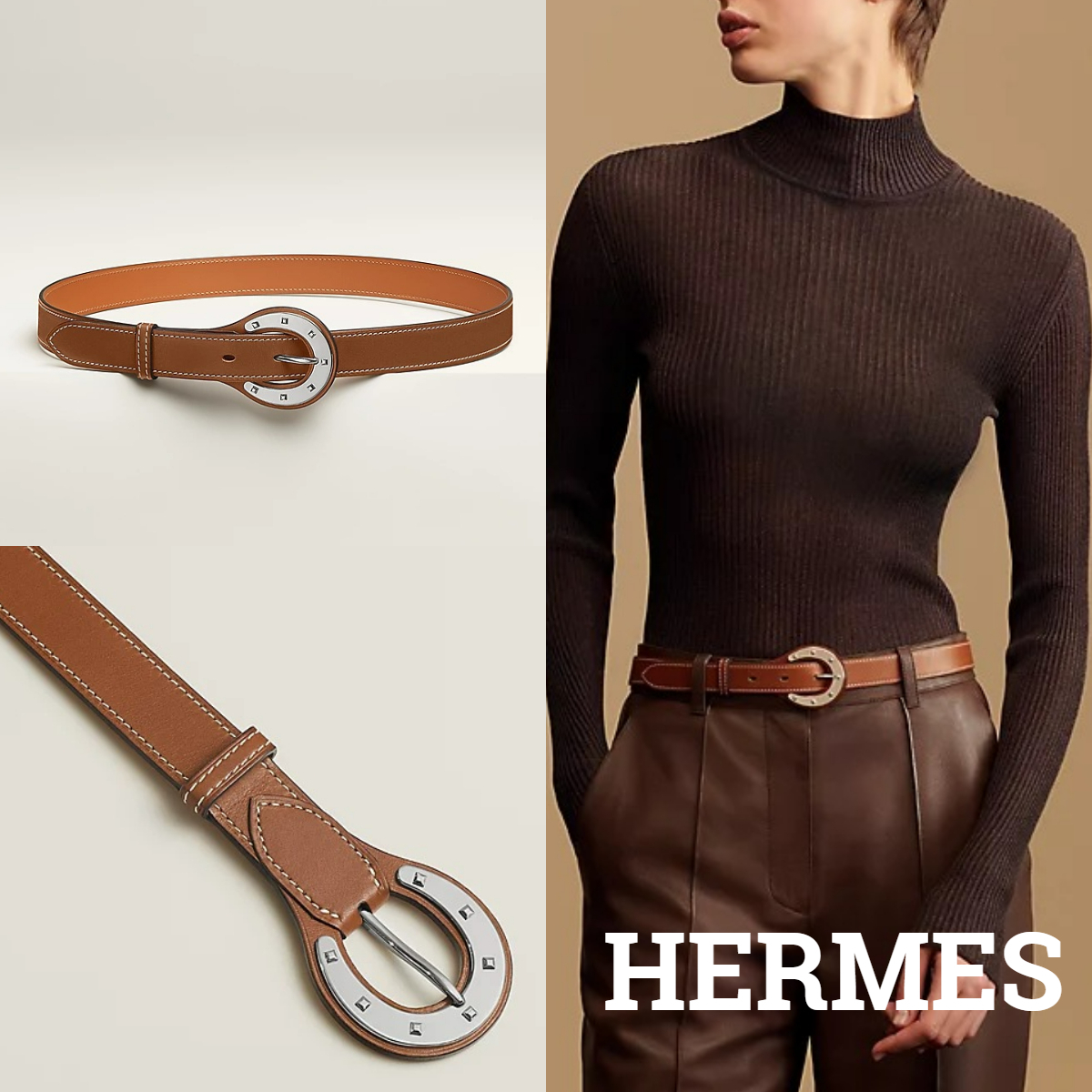 新作*HERMES*チャンス 24 ベルト 馬蹄バックル ブラウンレザー