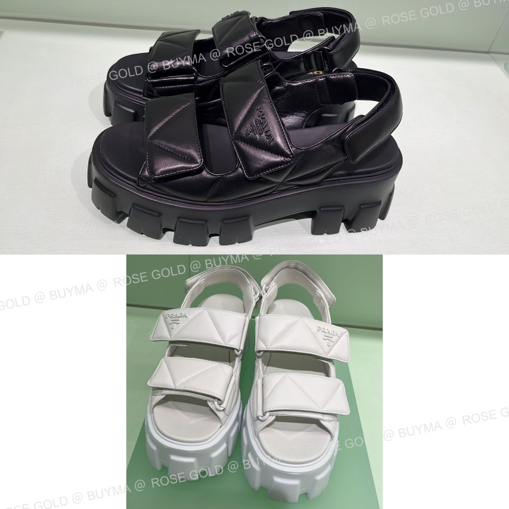 本物保証/PRADA Monolith ナッパレザー サンダル ハイセンス