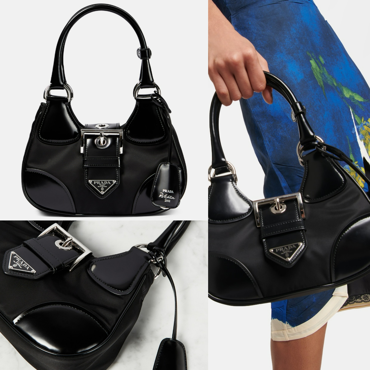 *PRADA*2WAY ハンドバッグ ムーン レザー&ナイロンショルダー
