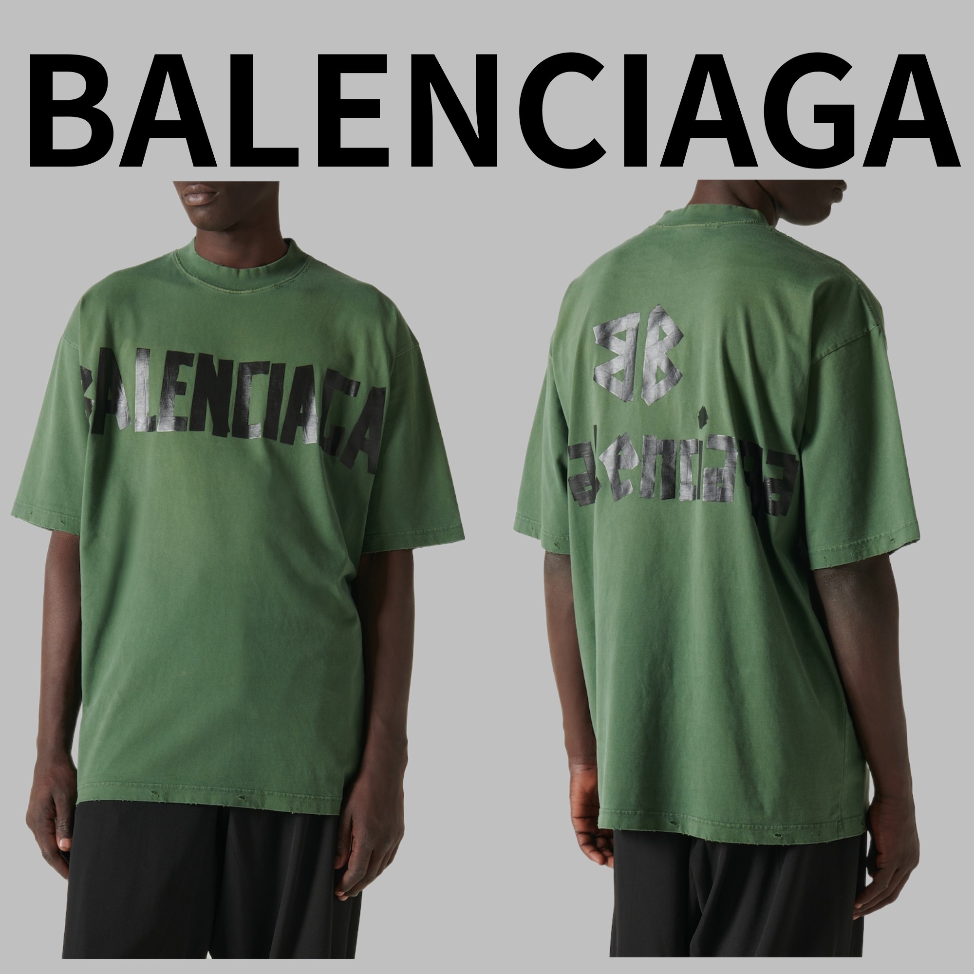 関送込【BALENCIAGA】テープコットン混ジャージーTシャツ