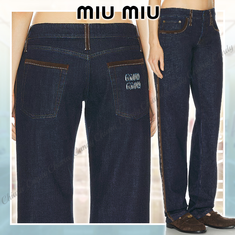 【24SS NEW】MiuMiu_women / スエードトリム ローライズジーンズ