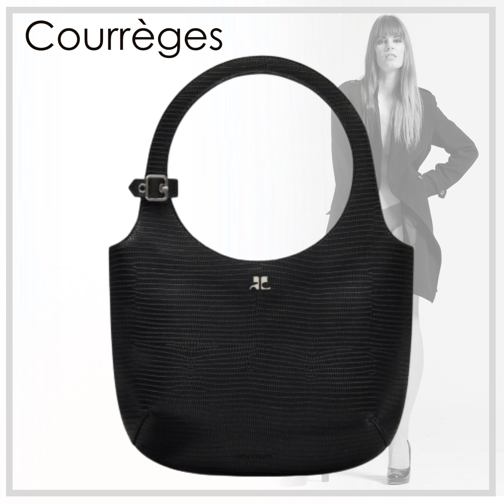 ワンランク上の【COURREGES】HOLY リザード型レザーバッグ 24SS