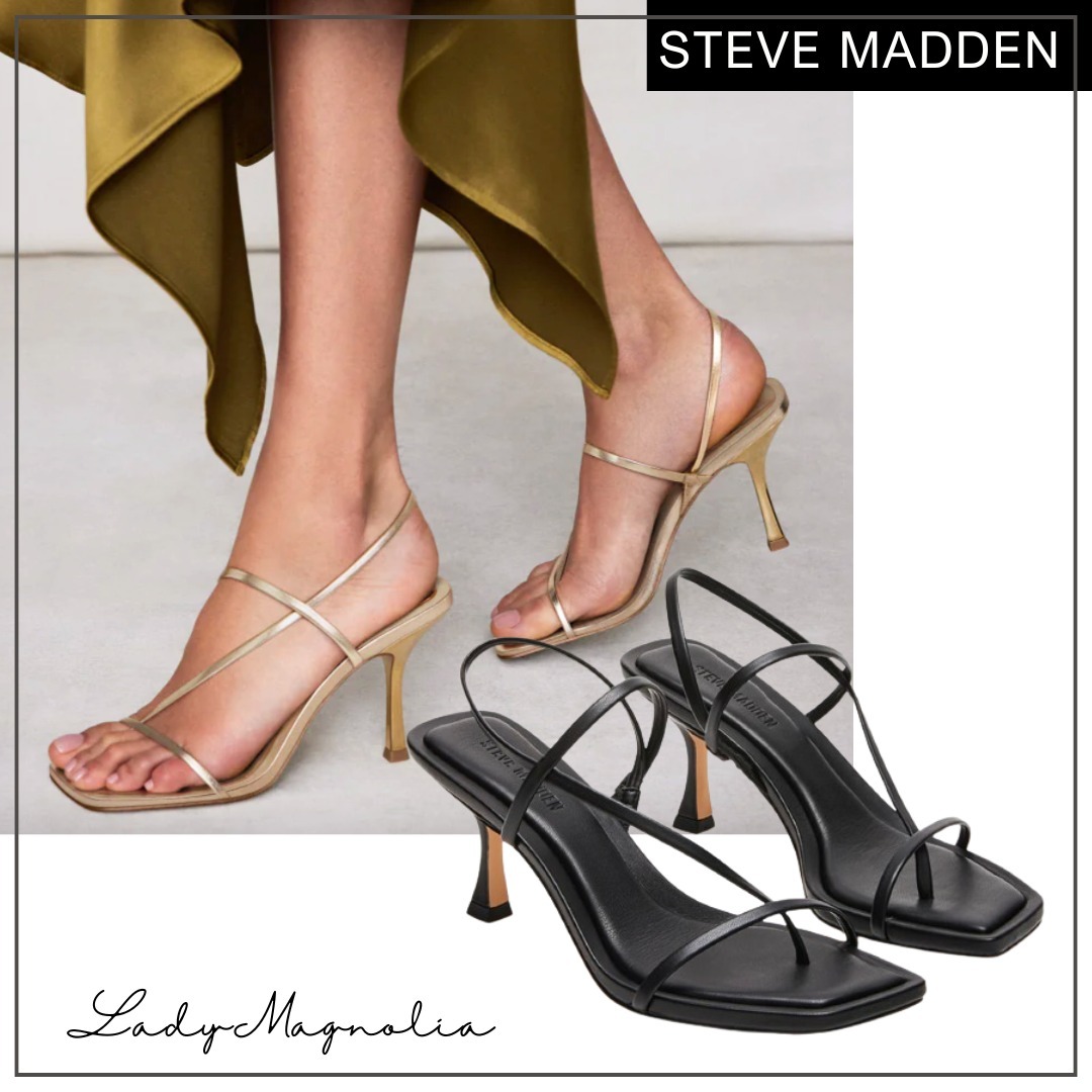 【Steve Madden】ヴィーガンレザーストラップサンダル 7cmヒール