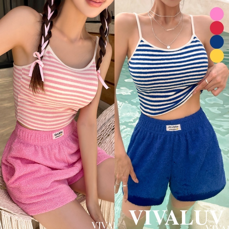 ■韓国■ VIVALUV ■ タンキニ タオル地 カップT＋ハーフパンツ
