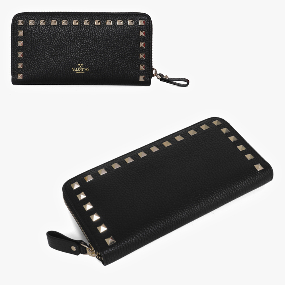 関税負担なし☆VALENTINO ロックスタッズ ジップウォレット