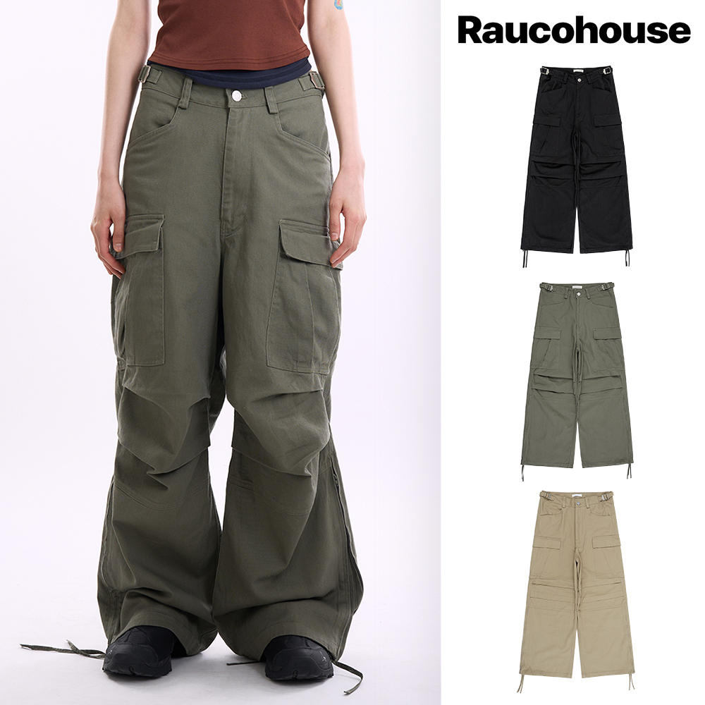 【Raucohouse】Trap side zipper parachute cargo pants