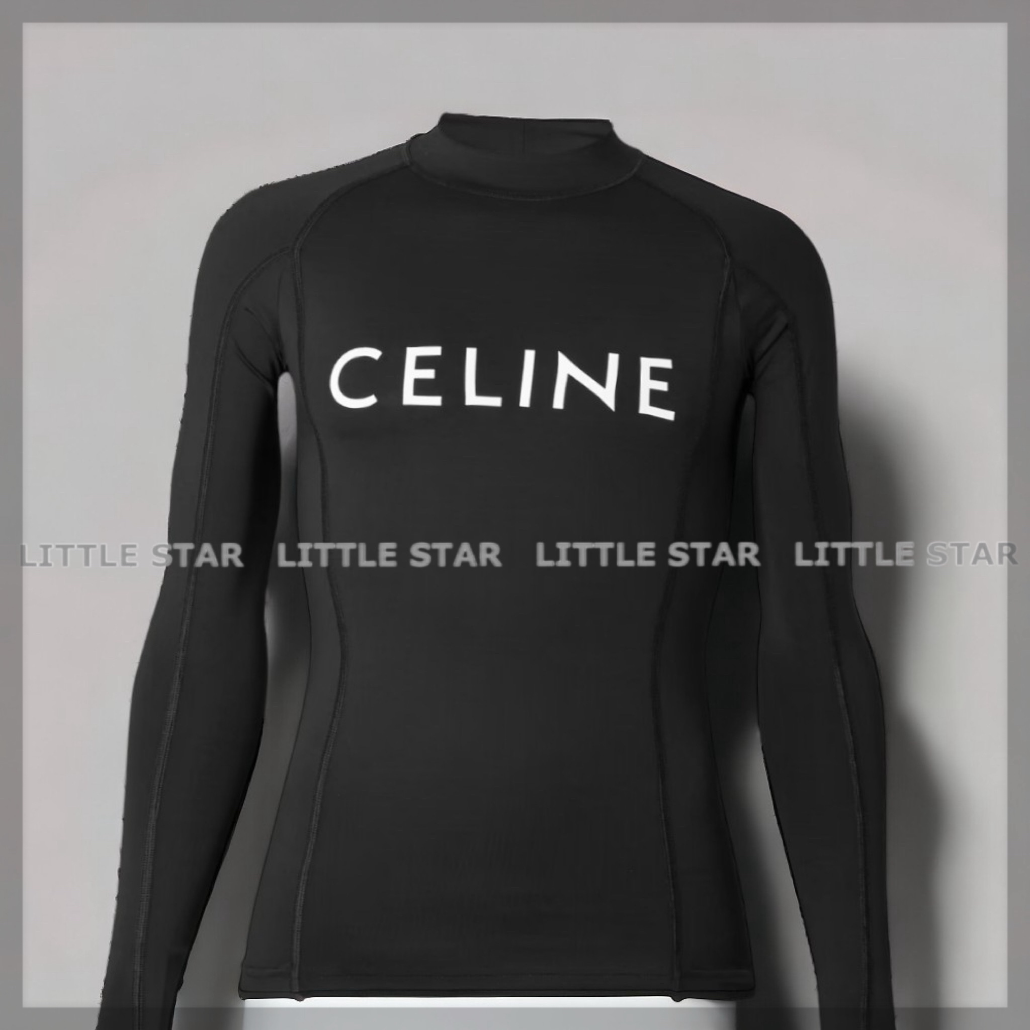 【CELINE】ロゴプリント UVカットライクラ製サーフTシャツ/black