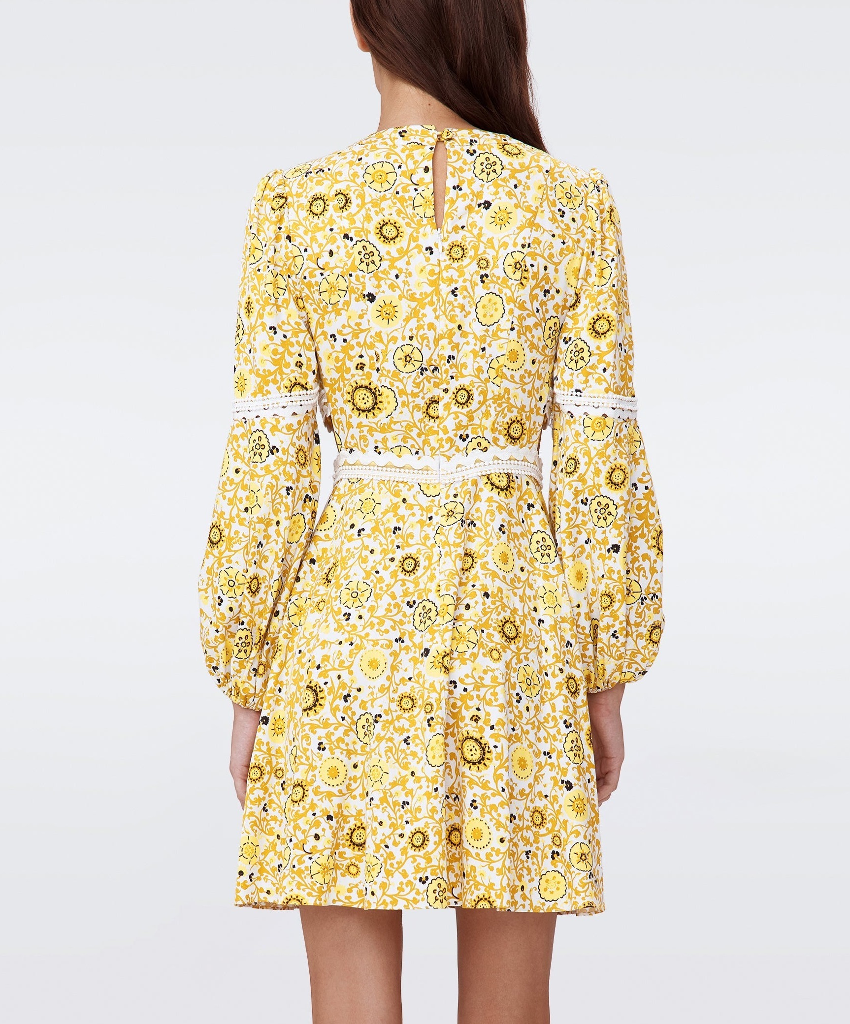 関税込＞DVF＊フローラル Vネック カットアウト ミニドレス