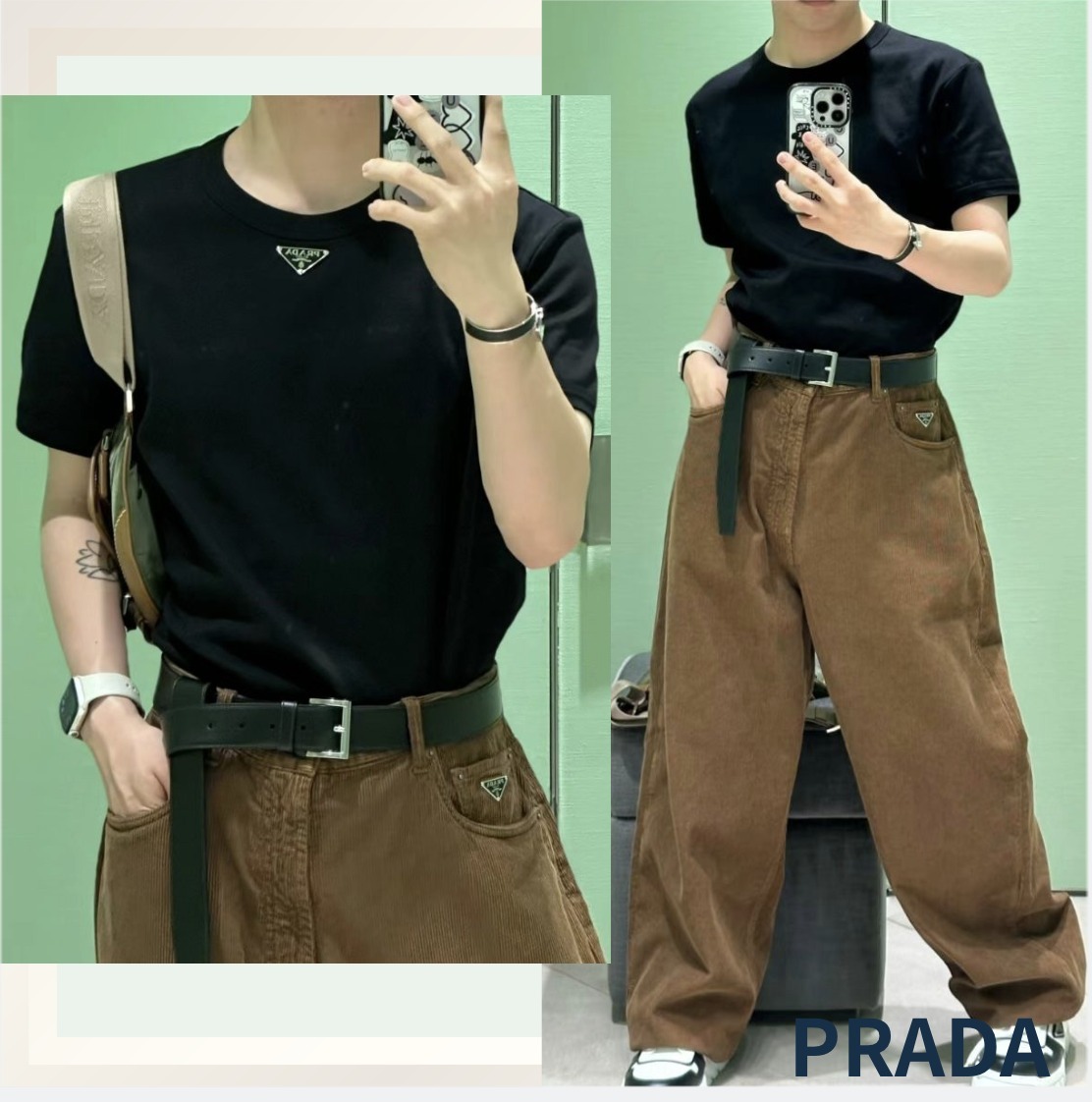 ４色展開☆着回しが効く☆PRADA☆トライアングルロゴTシャツ